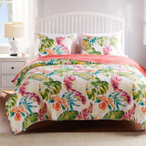 Greenland Home Fashions Tropics Quilt and Pillow Sham Set - Coral