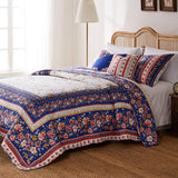 Greenland Home Fashions Marsha Quilt and Pillow Sham Set - Blue