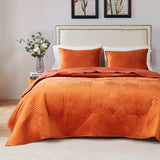 Barefoot Bungalow Riviera Velvet Quilt and Pillow Sham Set - Spice