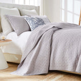 Greenland Home Fashions Monterrey Finely Stitched Quilt Set  Classic Solid Color Style  Machine Quilted Gray