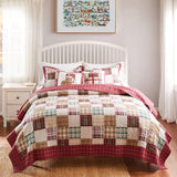 Greenland Home Fashion Oxford Luxurious High Quality Quilt Set Including Pillow Sham Red