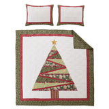 Greenland Home Fashions Christmas Tree Heirloom-Quality Patchwork and Applique Snowflake Quilt Set Holiday