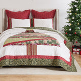 Greenland Home Fashions Christmas Tree Heirloom-Quality Patchwork and Applique Snowflake Quilt Set Holiday