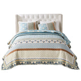 Greenland Home Fashions Thalia Stylized Florals and Geometric Prints Bohemian Ultimate Comfort Quilt Set Blue