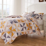 Greenland Home Fashions Pinwheel & Posey Luxury Modern Design Quilt Set for Bed Peach