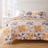 Greenland Home Fashions Pinwheel & Posey Luxury Modern Design Quilt Set for Bed Peach