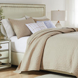 Greenland Home Fashions Monterrey Simple Elegance Lightweight Comfort Channel Quilt Set with Cross Stitch Taupe