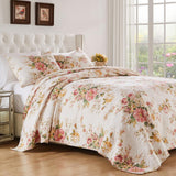 Greenland Home Fashions Grace Stunning Floral Design Luxurious Modern Ultimate Comfort 3-Piece Quilt Set Buttercup