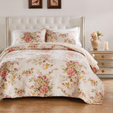 Greenland Home Fashions Grace Stunning Floral Design Luxurious Modern Ultimate Comfort 3-Piece Quilt Set Buttercup