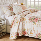 Greenland Home Fashions Grace Stunning Floral Design Luxurious Modern Ultimate Comfort 3-Piece Quilt Set Buttercup