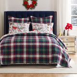 Greenland Home Fashions Cardinal Plaid Luxurious Modern Design Quilt Set Red