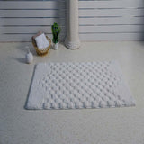Knightsbridge Luxurious Block Pattern High Quality Year Round Cotton With Non-Skid Back Bath Rug Ivory
