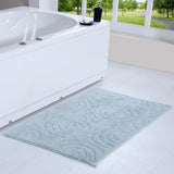 Knightsbridge Beautiful Circle Design Premium Quality Year Round Cotton With Non-Skid Back Bath Rug Light Blue