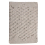 Knightsbridge Luxurious Block Pattern High Quality Year Round Cotton With Non-Skid Back Bath Rug Ivory