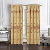 RT Designers Collection Bonnie Macrame Rod Pocket Room Darkening Curtain Panels for Living Room 52" x 84" Gold