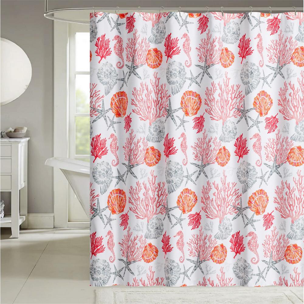 coral pink shower curtain