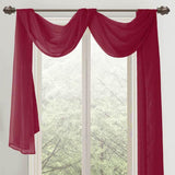 Celine Sheer 55 x 216 in. Sheer Curtain Scarf Valance Burgundy