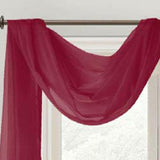 Celine Sheer 55 x 216 in. Sheer Curtain Scarf Valance Burgundy