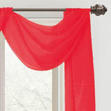 Celine Sheer 55 x 216 in. Sheer Curtain Scarf Valance Red