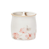 Saturday Knight Ltd Misty Floral Gold Tone Trim Bath Toothbrush Holder - 4.34x2.4x4.16", Pink/Multi