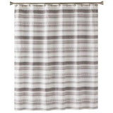 Saturday Knight Ltd Geo Woven Designs Stripe Fabric Bath Shower Curtain - 70x72", Black/Beige