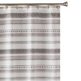 Saturday Knight Ltd Geo Woven Designs Stripe Fabric Bath Shower Curtain - 70x72", Black/Beige