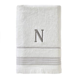 SKL Home By Saturday Knight Ltd Casual Monogram Bath Towel N - 28X54", White