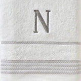 SKL Home By Saturday Knight Ltd Casual Monogram Bath Towel N - 28X54", White