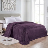 Amrani Soft Premium Microplush Bedcover Embossed Blanket Plum by Plazatex