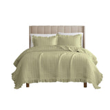 RT Designers Collection Belina 3 Pieces Washed Stitched Lightweight Quilts Set For Bedding Sage