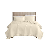 RT Designers Collection Carla 3 Pieces Washed Stitched Lightweight Quilts Set For Bedding Beige