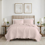 RT Designers Collection Carla 3 Pieces Washed Stitched Lightweight Quilts Set For Bedding Rose