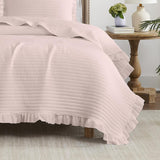 RT Designers Collection Carla 3 Pieces Washed Stitched Lightweight Quilts Set For Bedding Rose