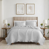 RT Designers Collection Carla 3 Pieces Washed Stitched Lightweight Quilts Set For Bedding Silver