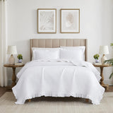 RT Designers Collection Carla 3 Pieces Washed Stitched Lightweight Quilts Set For Bedding White