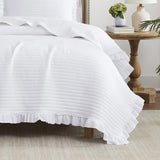 RT Designers Collection Carla 3 Pieces Washed Stitched Lightweight Quilts Set For Bedding White