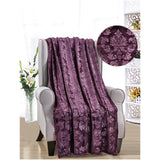 Versailles Ultra Soft Plush Contemporary Embossed Pattern All Season 50" x 60" Throw Blanket, Plum