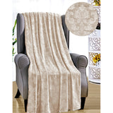 Versailles Ultra Soft Plush Contemporary Embossed Pattern All Season 50" x 60" Throw Blanket, Taupe